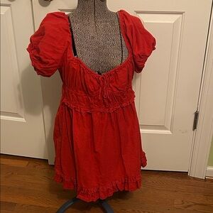 Red Puff Sleeve Dress